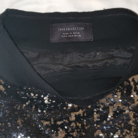 Zara Distressed Sequin Mini Skirt - Picture 3 of 4